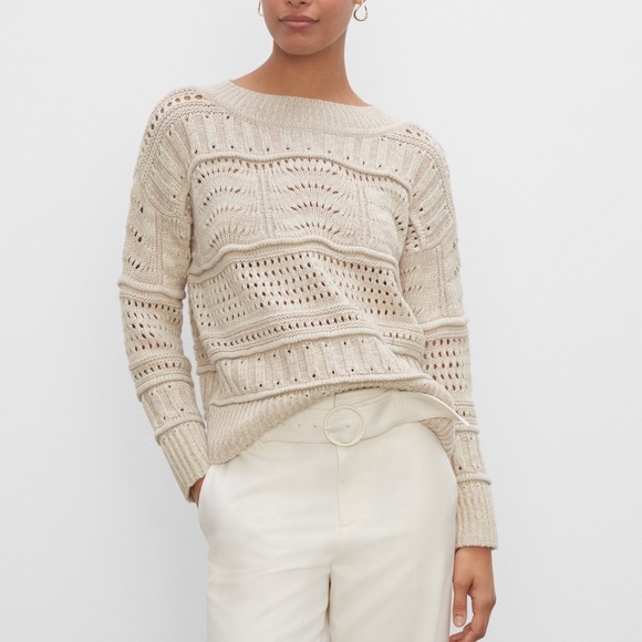 Mixed Pointelle Sweater - New With Tags - NEVER WORN - Oatmeal
